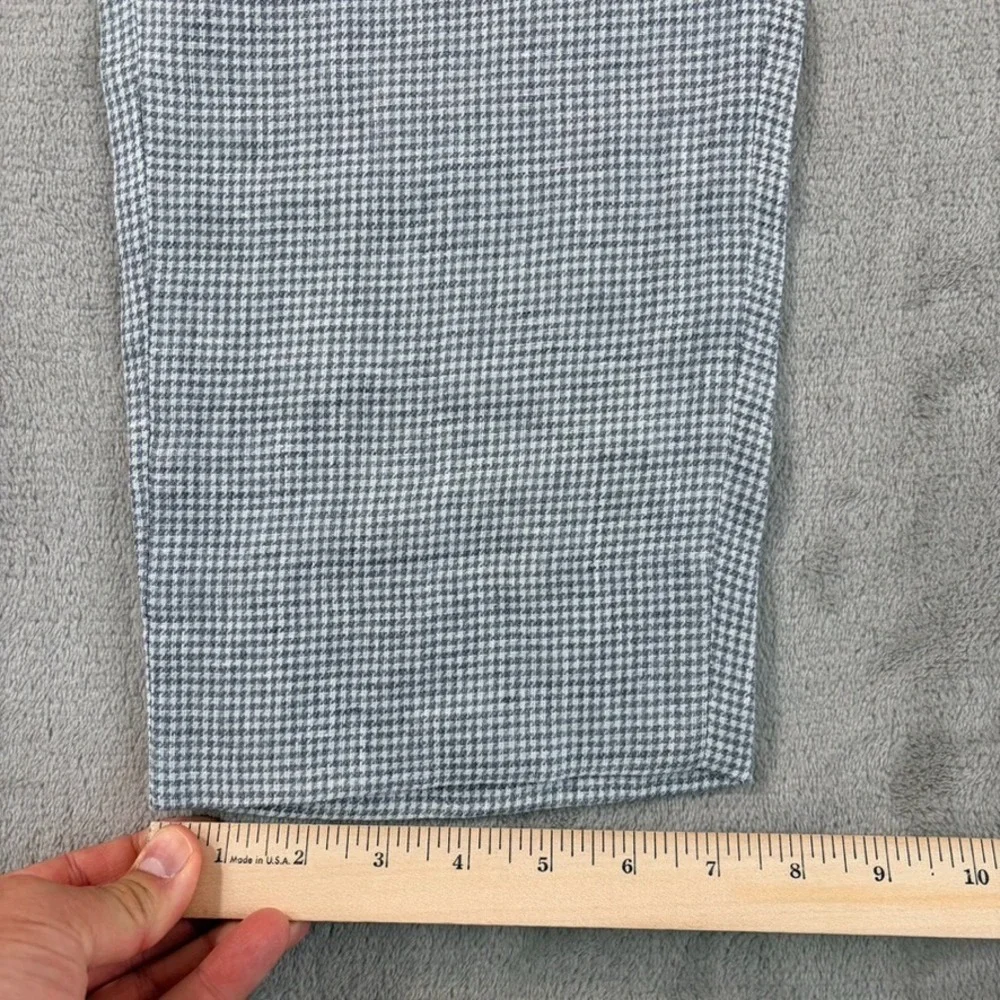 TODD SNYDER Straight Fit 100% Linen Beach Pants Grey Houndstooth Men Medium $395